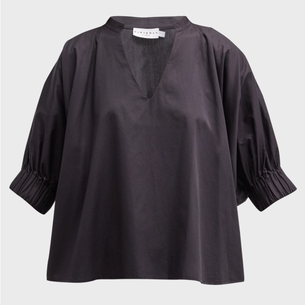 Harshman Medina Dolman-Sleeve V-Neck Blouse